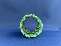 VTG 1950s-60s Gold tone EXPANDABLE Turquoise Daisy FLOWER LINK CUFF BRACELET
