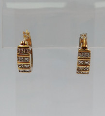 Ross Simons 925 CZ Hoop Earring 0.75in Sterling Silver 4gtw Gold Vermeil Channel