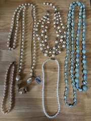 L23/ Lot Of 5 Vintage Necklaces -Faux Pearls/AB / 1928 – To Wear Or Resell