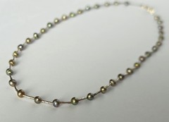 925 Sterling Silver Peacock Pearl Station Necklace 16″ Taxco Style Vintage
