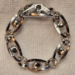 Vintage Brooch Pin Aurora Borealis AB Rhinestone Silver Tone Wreath 1.75″ #C86