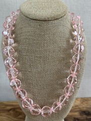 Vintage Pink Molded Resin Pools of Light Necklace • Glamorous Beads Screw Clasp