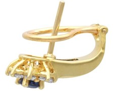 Vintage 1.50Ct Sapphire and 0.68Ct Diamond, 18k Yellow Gold Earrings Circa 1980