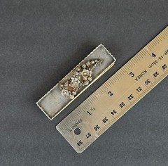 Antique Victorian 925Sterling Silver Filigree Gilt Brass Hair Slide Barette Clip