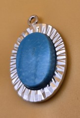 Vintage Walter C Hayward Sterling Silver Oval Sunburst Turquoise Pendant 1 1/8″