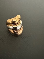 Vintage Art Deco 18 KT H.G.E. Tri-Color Band Ring. Size 7.5-8. Band width 25 mm