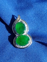 Original EARTH MINED Jadeite JADE DIAMOND Deco Pendant Medallion 18K WHITE GOLD