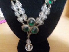 SIGNED STERING H&H NECKLACE GREEN GRAPE LEAFS