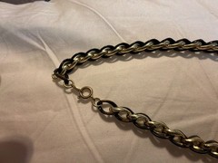 Vintage Trifari Gold-Tone and Black Enamel Link Chain Necklace