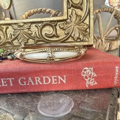 Vintage Gold and White Enamel Bangle Bracelet for Women
