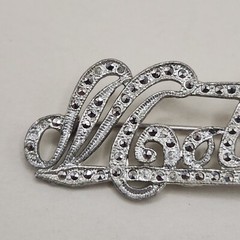 Vtg Marcasite Monogram Mother’s Day Brooch Mom Silver Tone Estate Pin Read