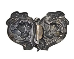 Antique Art Nouveau Angel Cherub Fairy w/ Flowers Belt Buckle
