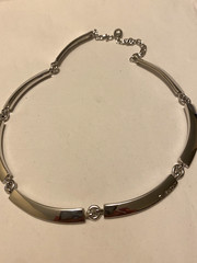 Givenchy Silver Plated Metal Necklace Chain Vintage 1980s Signed Collar