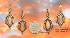 #0158 ANTIQUED GOLD FILIGREE DESIGN W/TOP HANG RING – 6 Pc Lot