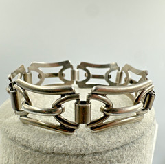Vtg Harry S Bick Bracelet Chain MCM Sterling Silver Geometric Rectangular Link
