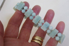 Vintage Light Green/Blue Stone Beads Stretchable Bracelet, Handmade