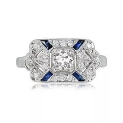 Art Deco Style East West Wedding Ring 2.0 Ct Lab Created Diamond 14k White Gold