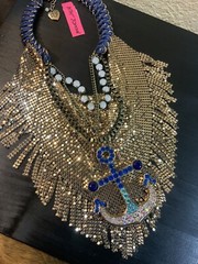 Betsey Johnson Ship Shape Bib Statement Necklace Rare- 16