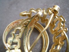 Vintage Brooch America TEKA Double Theodor Klotz Gold Plated 3.4 X 2.9 Cm