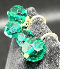 Napier Lucite Vtg Earrings Clip Screw back Vintage Dangle Green Gold Tone Chunky