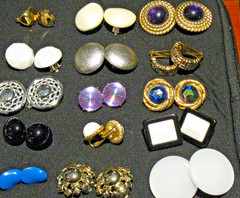 Lot of 25 Vintage Clip-on Earrings Variety of Styles Colors Signed Unsigned Nice