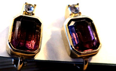 CHRISTIAN DIOR – Simulated Amethyst Clip On Earrings 1980s Signed