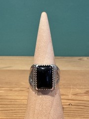 Vintage Southwestern American Sterling Silver & Onyx Ring Size 8.5 – Heavy