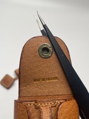 Vintage English Leather Double Sided Square Cufflinks in Leather Travel Case