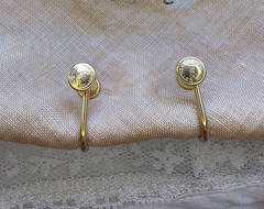 Vintage JMS Faux Pearl Earrings Dangle 12K Gold Filled Screw Back 1940s-1950s