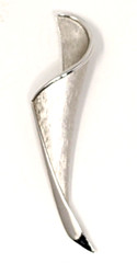 Vintage Trifari Brooch Silver Tone Modernist Twisted Ribbon 3.5 in Textured