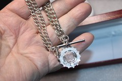 Silver & Gold Fob Curb Link Chain/Necklace – AHS – Chester – 1900 / 1914