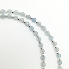 Silver Schark Handmade Sterling Silver & Aquamarine Choker Necklace 17″ #79