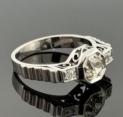 Vintage 14K White Gold Old European Cut Diamond Ring 0.60 CTW Size 6.25 Estate