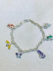 MWS Sterling Silver Charm Bracelet; 6 Sterling Charms 7.25″ ~ 23g ~ 5-H1277