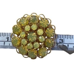 Vintage Rhinestone Brooch Chartreuse Filigree Floral Mid-Century Retro Elegant