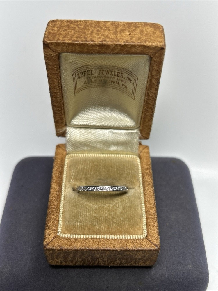 Art Deco Platinum Single Cut Diamond Eternity Wedding Band Ring