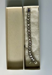 Vintage Monet Silver HEART Double Link Charm BRACELET – 8” – NEW + UNWORN!