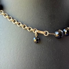 Vintage Black Glass French Jet beaded Necklace 17 inches