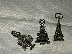 Vintage Lot of 9 Christmas Tree Pendants Charms 2 Sterling