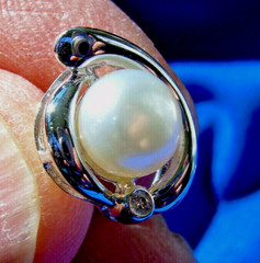 Original Elegant Pearl DIAMOND European Earrings Deco Design Syle Studs 14K GOLD