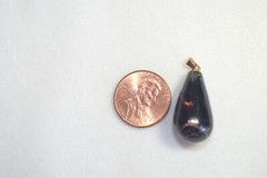 Genuine Vintage 14K Carved 45MM Elongated Teardrop Black Coral Pendent