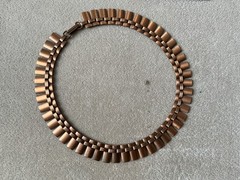 Vintage Solid Copper Art Deco Choker Cleopatra Bib Necklace 15” Heavy Ultra Chic