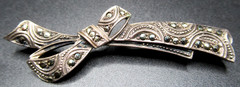 European 935 Sterling Silver Marcasite Antique Pin Brooch