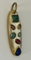 Ashley Pittman Pendant Signed AP Kenya Vintage Gemstones Horn? Bone? Vtg Jewelry