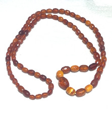 🔥Antique Vintage Genuine Amber Necklace Beads On String Butterscotch Egg Yolk36