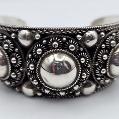 Vintage SIAM 925 Sterling Silver Granulated Dome Wide Bold Cuff Bracelet *READ*