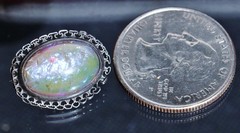 925 sterling silver brooch 5.20ct crystal opal pin 1900’s antique 3.1gr N3035