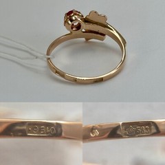 USSR Vintage Original Rose Gold Ruby (lab. made) Ring 583 14K 3.05 g. 9 1/2 US