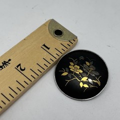 Vintage Japan Damascene flowers Black Gold Silver Color 1.4” Pin (8448)