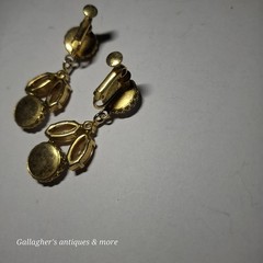 Pair of vintage white DANGLE DROP Clip on earrings maybe Trifari Or Schreiner